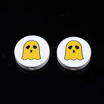 Halloween Printed Natural Wood Beads WOOD-T021-95-1