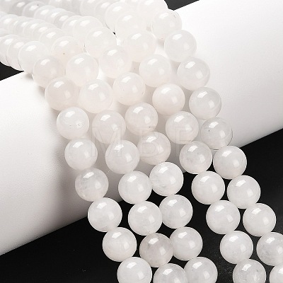 Natural White Jade Round Bead Strands G-E334-8mm-13-1