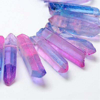 Electroplate Natural Quartz Crystal Beads Strands G-F462-01C-1