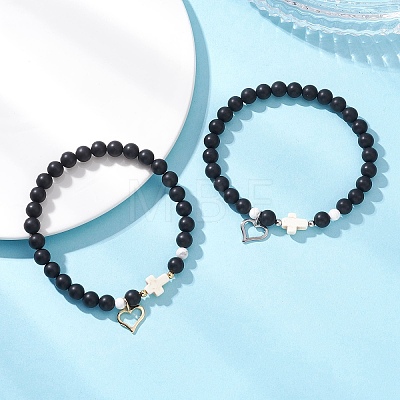 2Pcs 201 Stainless Steel Open Charm Bracelets BJEW-JB12719-1