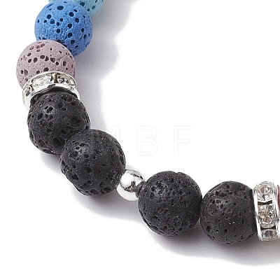 8mm Round 7-Color Natural Lava Rock & Shell Pearl Beaded Stretch Bracelets for Women Men BJEW-JB10330-01-1