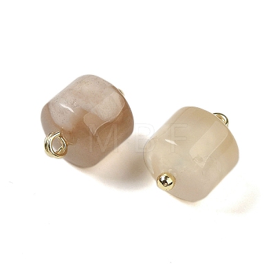 Natural Cherry Blossom Agate Column Charms with Rack Plating Brass Loops G-G110-04A-01-1