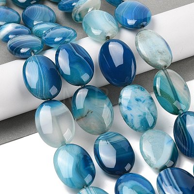 Natural Striped Agate/Banded Agate Beads Strands G-Q182-01C-1