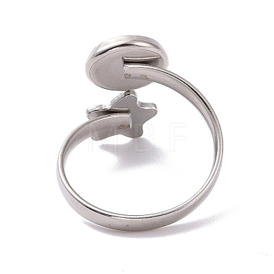 304 Stainless Steel Open Cuff Ring Findings STAS-E124-03P-1