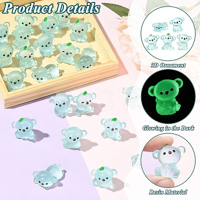 40Pcs 8 Styles Luminous 
Koala Miniature Ornaments DJEW-CJZ0001-005-1