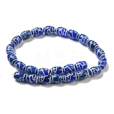 Blue Tibetan Style dZi Beads Strands TDZI-NH0001-C02-01-1