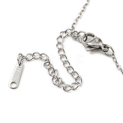 201 Stainless Steel Heart Pendant Necklace with Cable Chains NJEW-Q317-18P-1