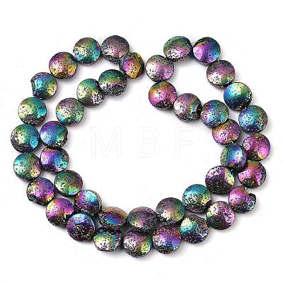 Electroplated Natural Lava Rock Beads Strands G-K388-01E-1