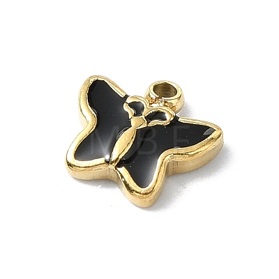 304 Stainless Steel Black Enamel Charms STAS-L022-439G-01-1