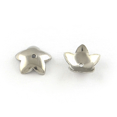 Non-Tarnish 5-Petal Flower Smooth Surface 304 Stainless Steel Bead Caps X-STAS-R065-56-1