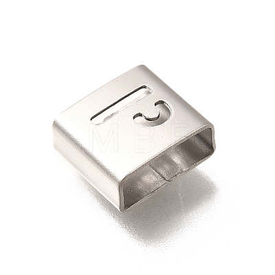 Letter Style 304 Stainless Steel Square Slide Charms STAS-L132-24P-1