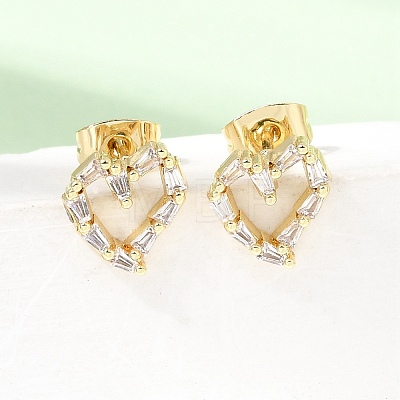 Brass Micro Pave Cubic Zirconia Stud Earrings KK-CBA5B62-01B-G-1