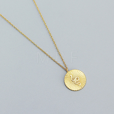 925 Sterling Silver Flat Round with Snake Pendant Necklaces Creative Design Collarbone Jewelry UA4626-1-1