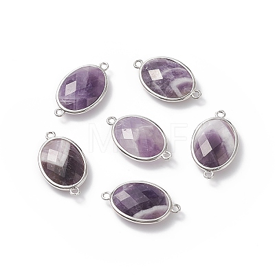 Platinum Plated Brass Amethyst Links connectors X-G-F339-B10-1