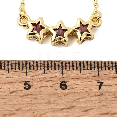 Brass Glass Triple Star Pendant Necklaces KK-CBAB173-03G-11-1