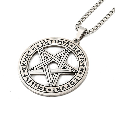 201 Stainless Steel Pendant Necklaces NJEW-H030-02P-1