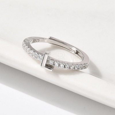 S925 Sterling Silver Adjustable Letter Rings for Women RJEW-M068-01P-L-1