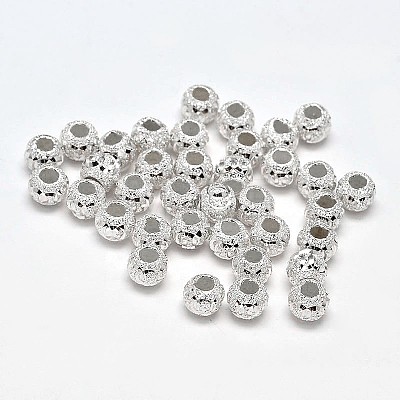 Fancy Cut Textured 925 Sterling Silver Round Beads STER-F012-03E-1