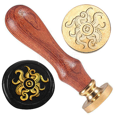 Golden Plated Brass Sealing Wax Stamp Head AJEW-WH0208-956-1