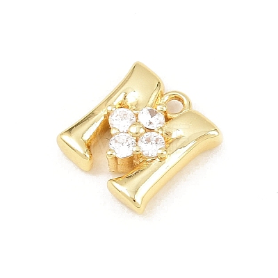 Brass Micro Pave Clear Cubic Zirconia Charms KK-Z151-18G-M-1
