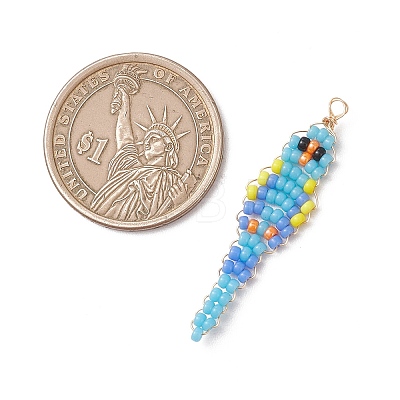5Pcs Glass Seed Beaded Pendants PALLOY-MZ01239-1