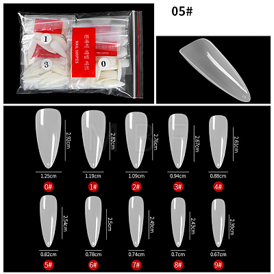 Plastic Seamless Almond False Nail Tips MRMJ-T065-08-3A-1