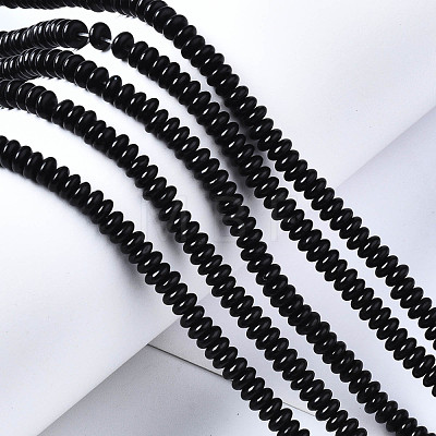 Natural Black Stone Beads Strands G-S366-089-1