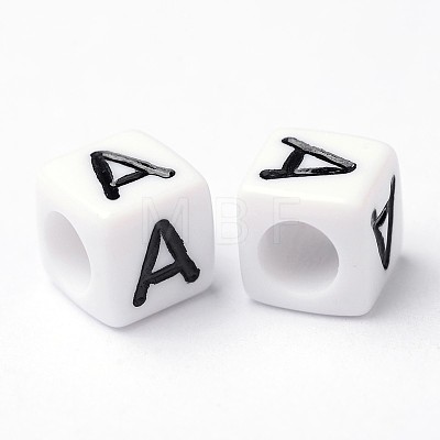 Letter Acrylic European Large Hole Beads X-OPDL-R050-10mm-A-1
