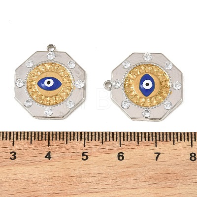 Two Tone 304 Stainless Steel Enamel & Rhinestone Pendants STAS-L314-04GP-1