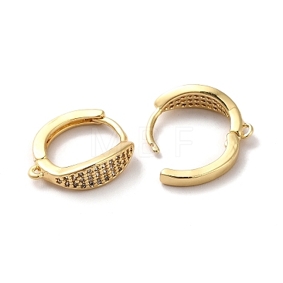 Brass Micro Pave Clear Cubic Zirconia Hoop Earring Findings ZIRC-Q201-24G-1