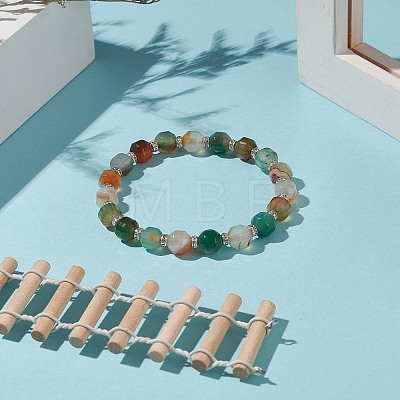 Dyed Natural Agate Beaded Stretch Bracelet BJEW-JB09180-02-1