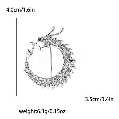 Alloy and Glass Rhinestone Dragon Ring Brooch for Men PW-WG74F5A-03-1