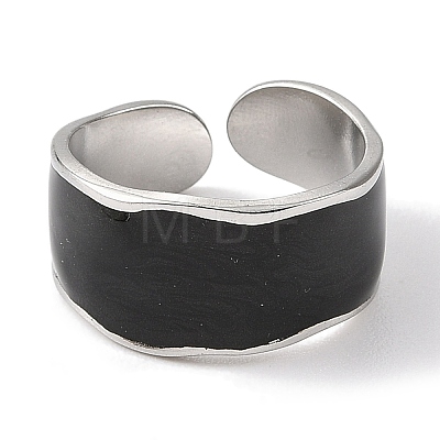 304 Stainless Steel Enamel Open Cuff Rings for Women RJEW-F166-37P-02-1