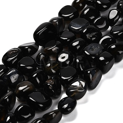 Natural Black Agate(Dyed and Heated) Beads Strands G-P568-C16-01-1