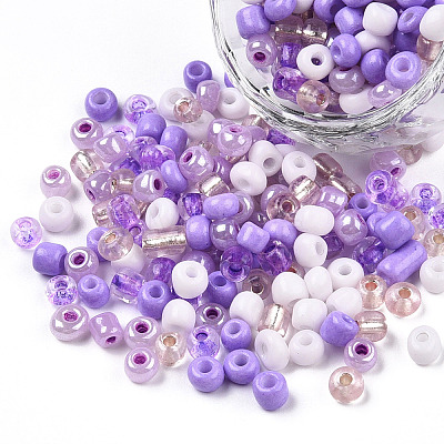 Opaque & Transparent Inside Colours Glass Seed Beads SEED-F004-4mm-03-1