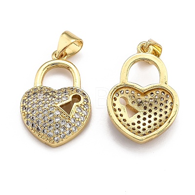 Brass Micro Pave Clear Cubic Zirconia Pendants X-ZIRC-J025-65G-1