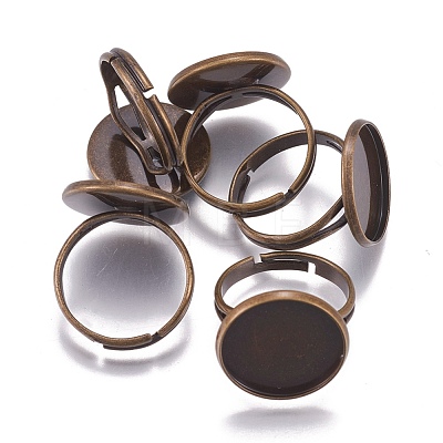 Adjustable Brass Finger Rings Components KK-WH0033-05AB-1