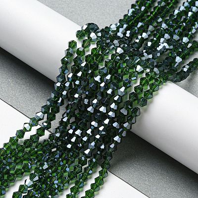 Transparent Electroplate Glass Beads Strands GLAA-F029-4mm-C25-1
