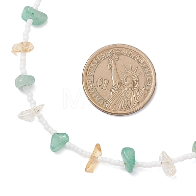 Natural Green Aventurine & Citrine Chip & Glass Seed Baeded Necklaces for Women NJEW-JN05603-01-1