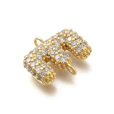 Brass Micro Pave Cubic Zirconia Letter Links KK-I717-04E-1