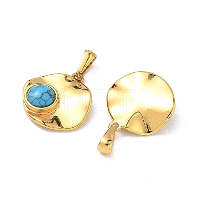 304 Stainless Steel with Synthetic Turquoise Pendants STAS-L309-21C-G-1