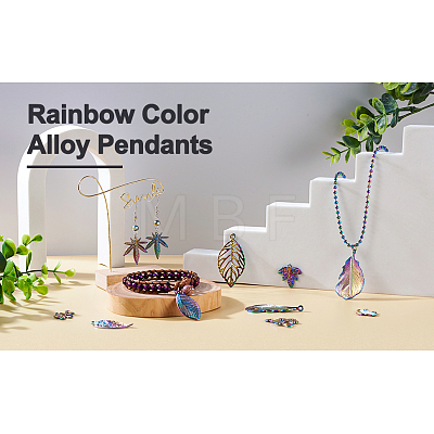 30Pcs 15 Style Rainbow Color Alloy Pendants FIND-BY0001-18-1