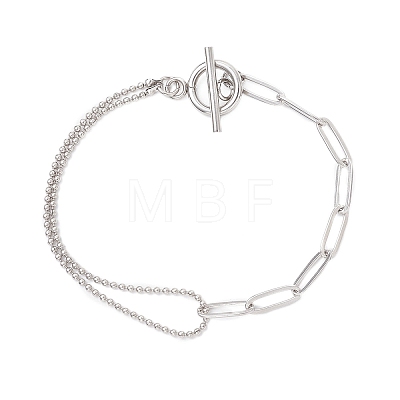 304 Stainless Steel Ball & Paperclip Chains Bracelets for Women BJEW-JB12716-1