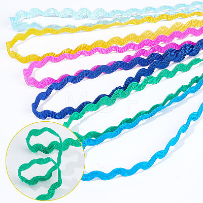 6 Yards 6 Colors Polyester Wavy Fringe Trim Ribbon OCOR-WH0080-44A-1