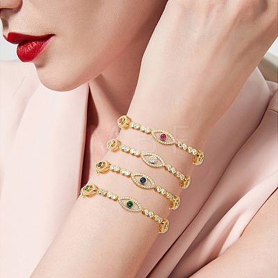 Horse Eye Cubic Zirconia Slider Bracelet BJEW-SZ0002-08D-1