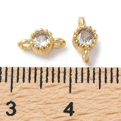Rack Plating Brass Pave Clear Cubic Zirconia Connector Charms KK-Z039-38G-1