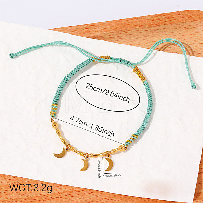 Boho 304 Stainless Steel Charm Braided Cotton Cord Adjustable Bracelets WG43BF0-02-1