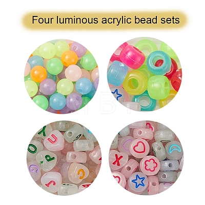 4 Style Luminous Acrylic & Plastic Beads LACR-YW0001-03-1