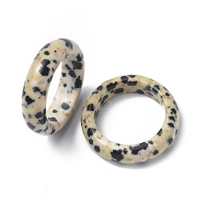 Natural Dalmatian Jasper Plain Band Ring RJEW-P044-01A-04-1