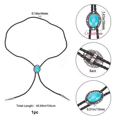 Oval Synthetic Turquoise Laria Necklace for Men Women NJEW-GF0001-01-1